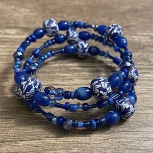 Wire beaded wrap around bracelet